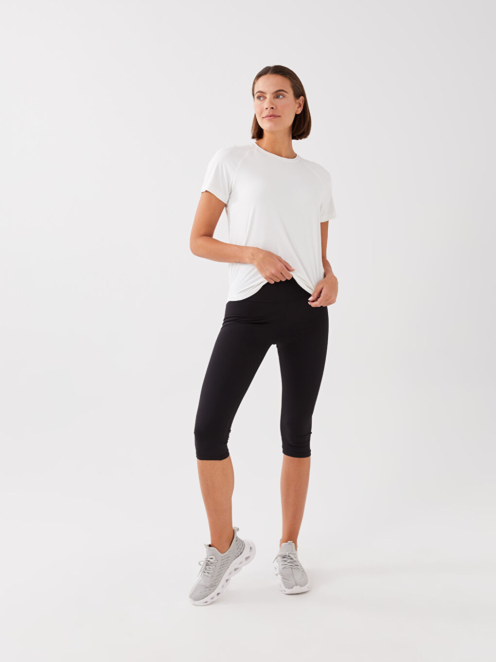 Elastic Waist Straight Interlock Women's Sports Leggings -S3BF11Z8-CVL