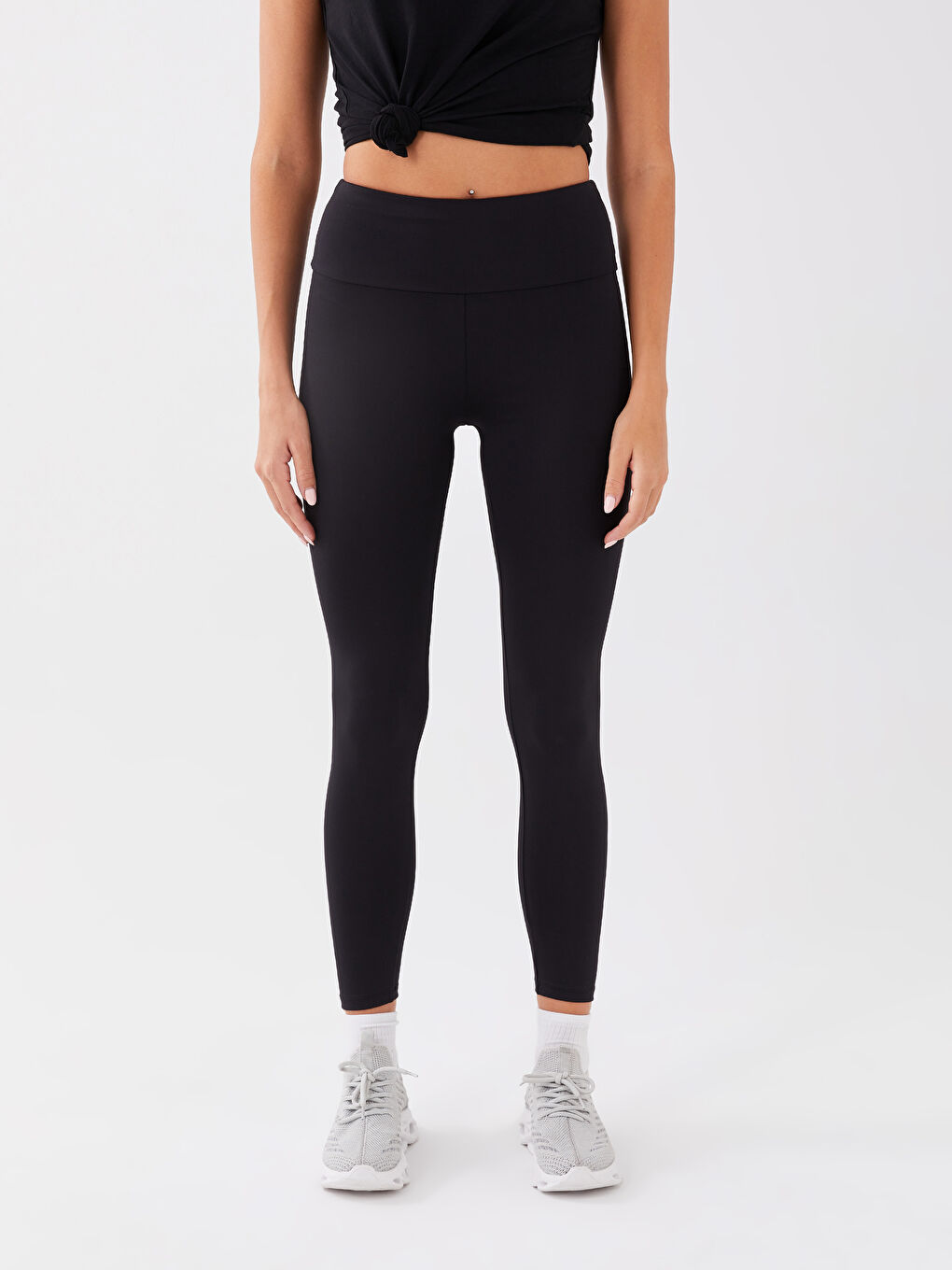 ليجن رياضي سادة بخصر مرن للسيدات-3