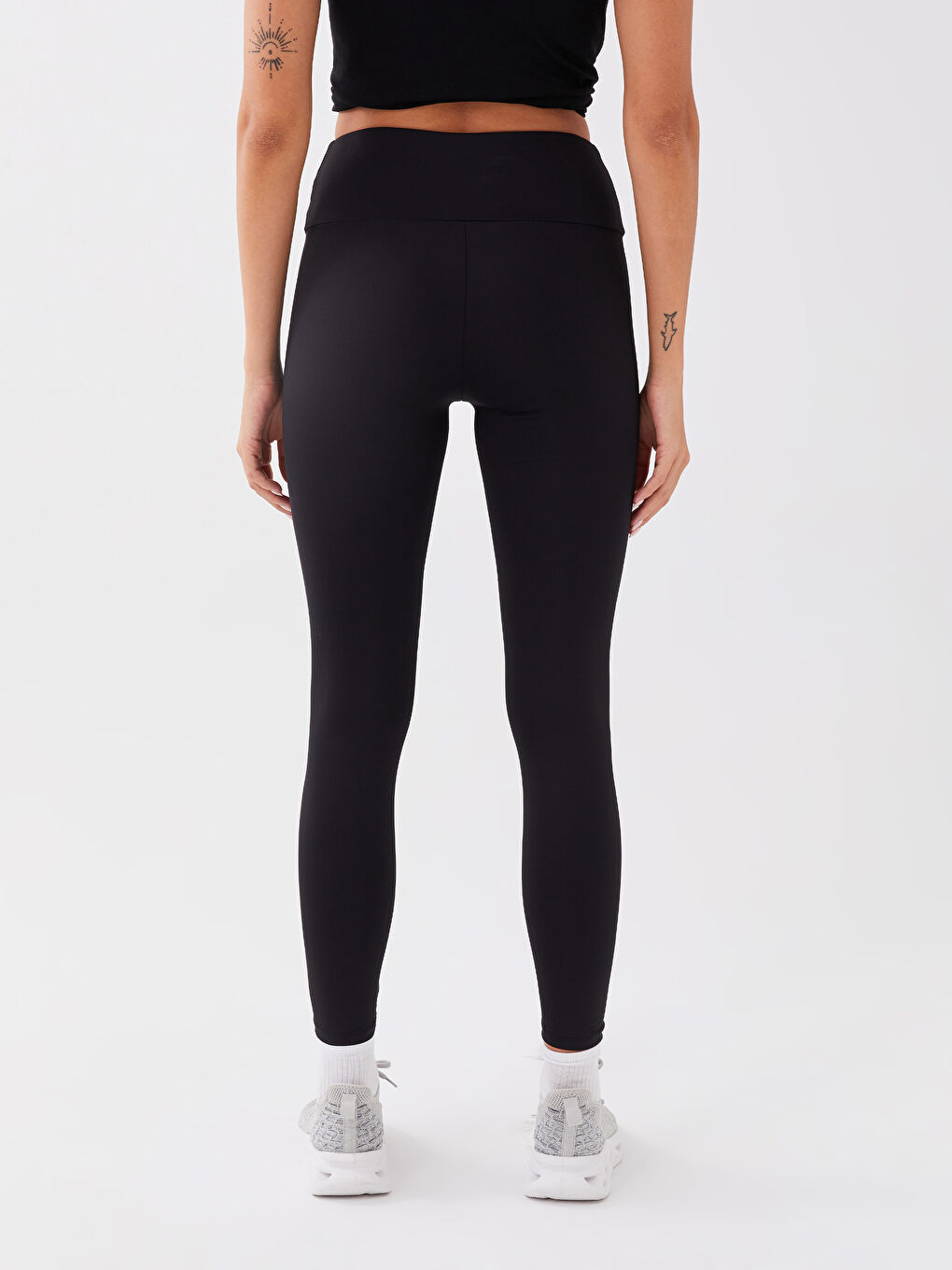 ليجن رياضي سادة بخصر مرن للسيدات-4