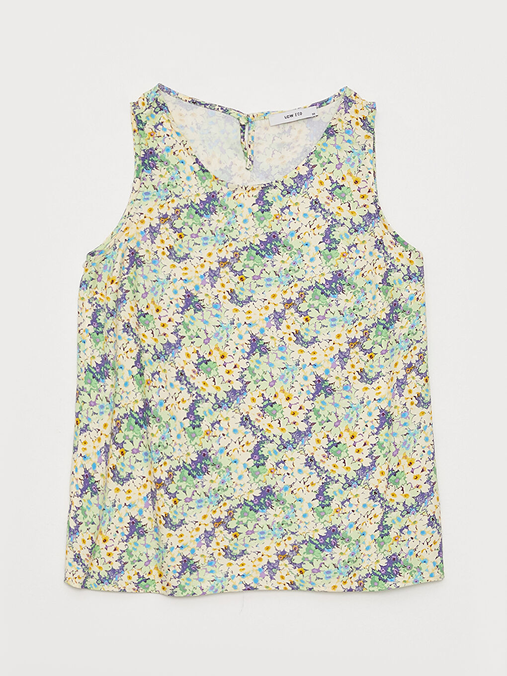 Women's Crew Neck Patterned Sleeveless Blouse-5