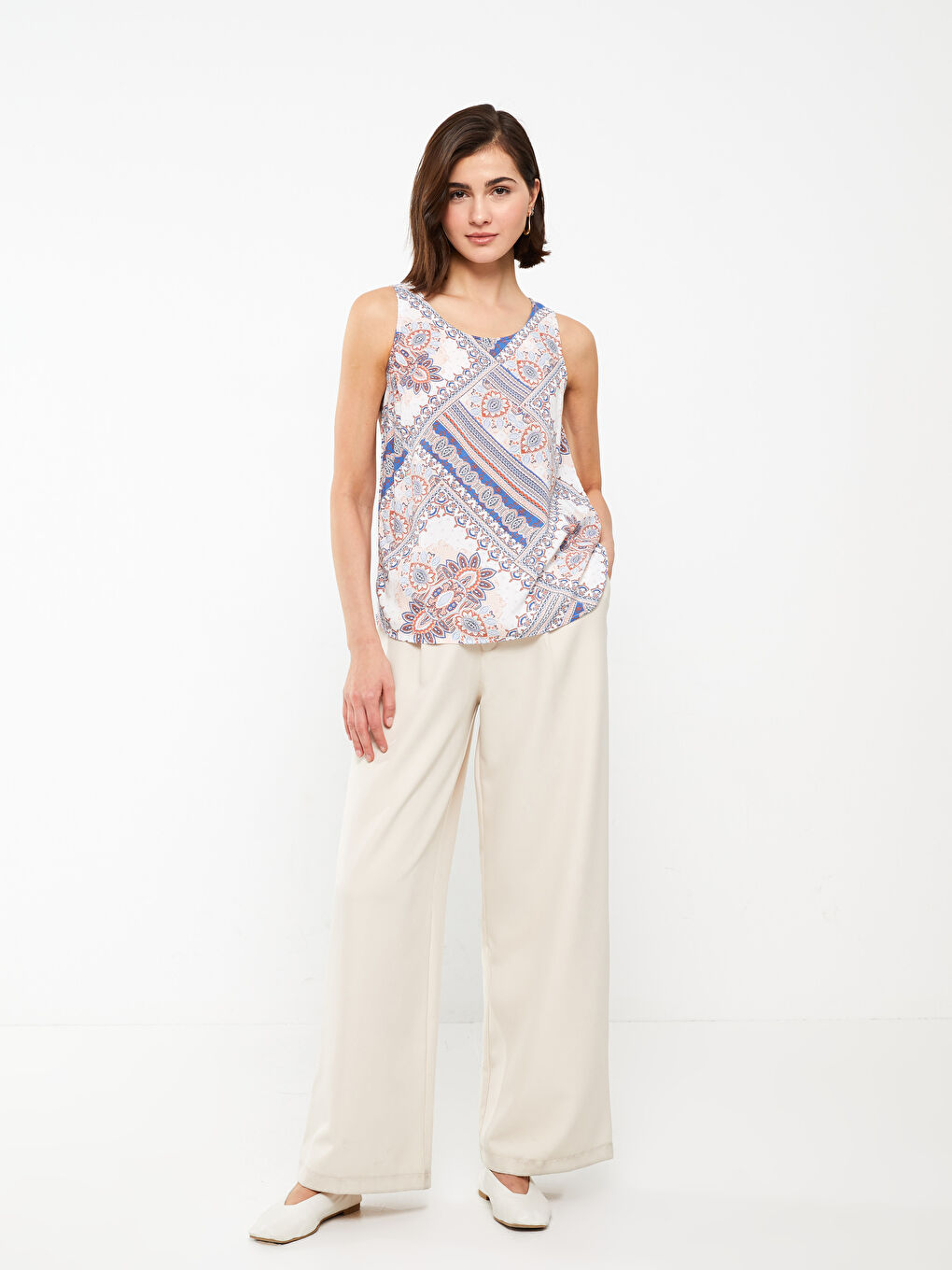 Crew Neck Patterned Women's Blouse-2