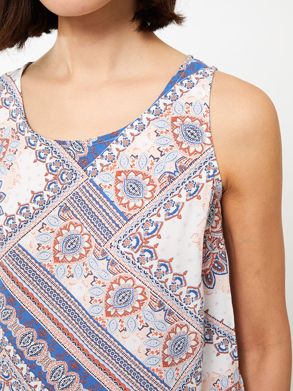 Crew Neck Patterned Women's Blouse-3