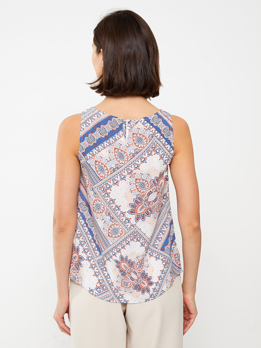 Crew Neck Patterned Women's Blouse-4