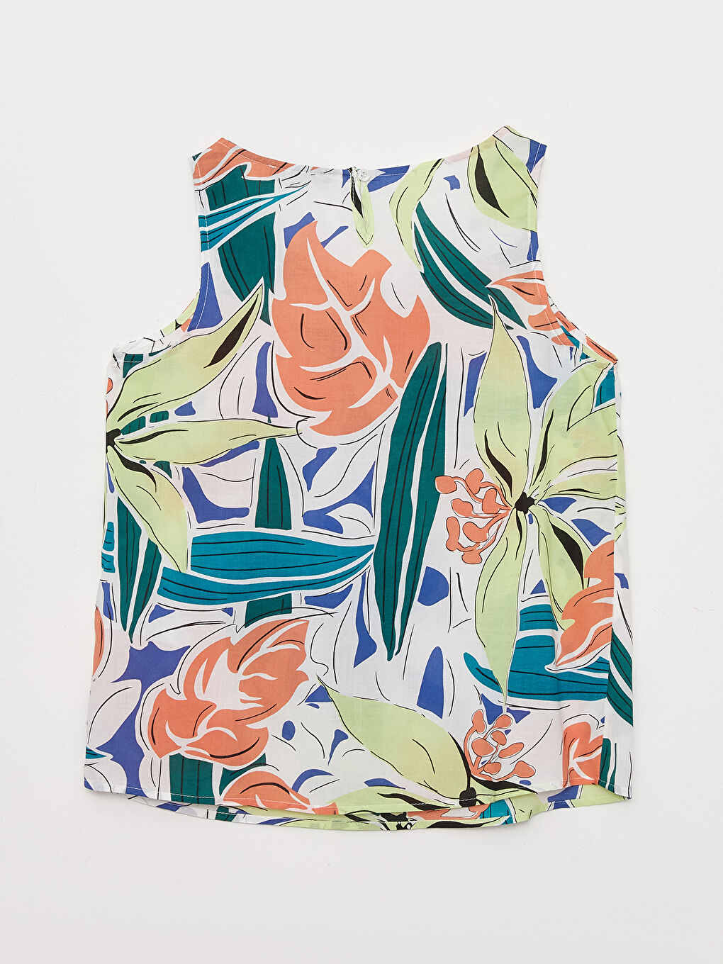 بلوزة نسائية بنقشة وياقة دائرية-5