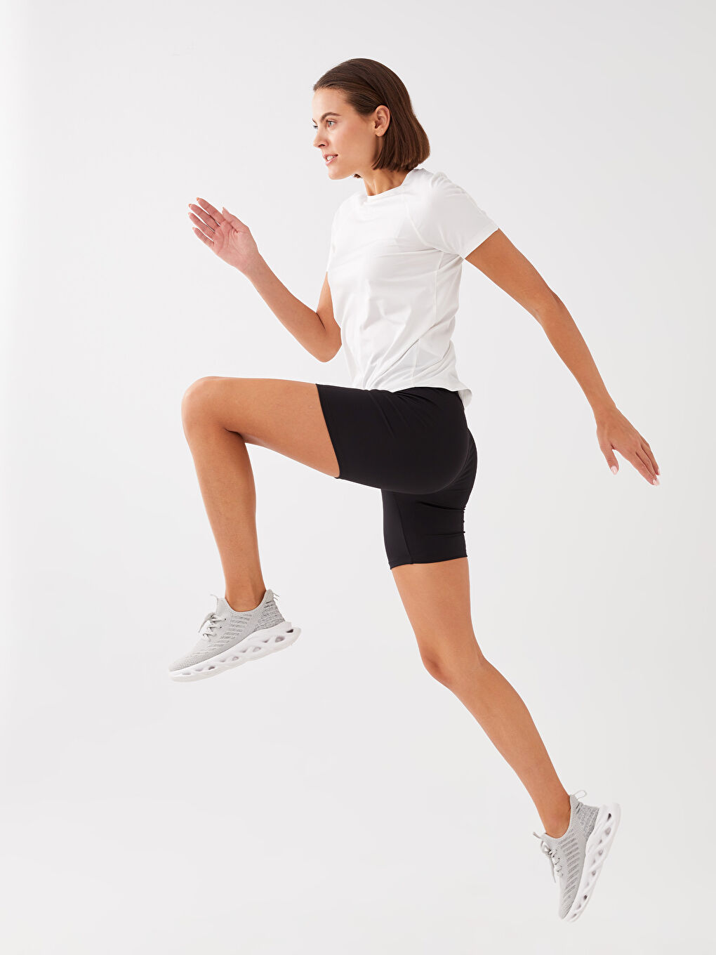 Women's Elastic Waist Plain Sports Shorts Leggings -S3BF25Z8-CVL