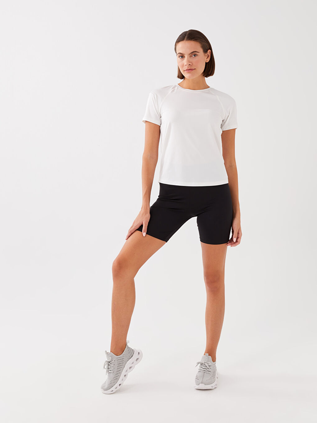 Women's Elastic Waist Plain Sports Shorts Leggings -S3BF25Z8-CVL