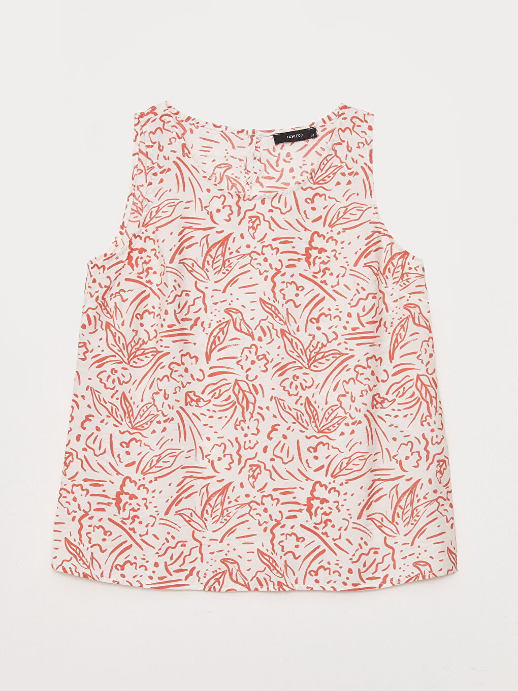 Crew Neck Strap Patterned Poplin Women's Blouse-4