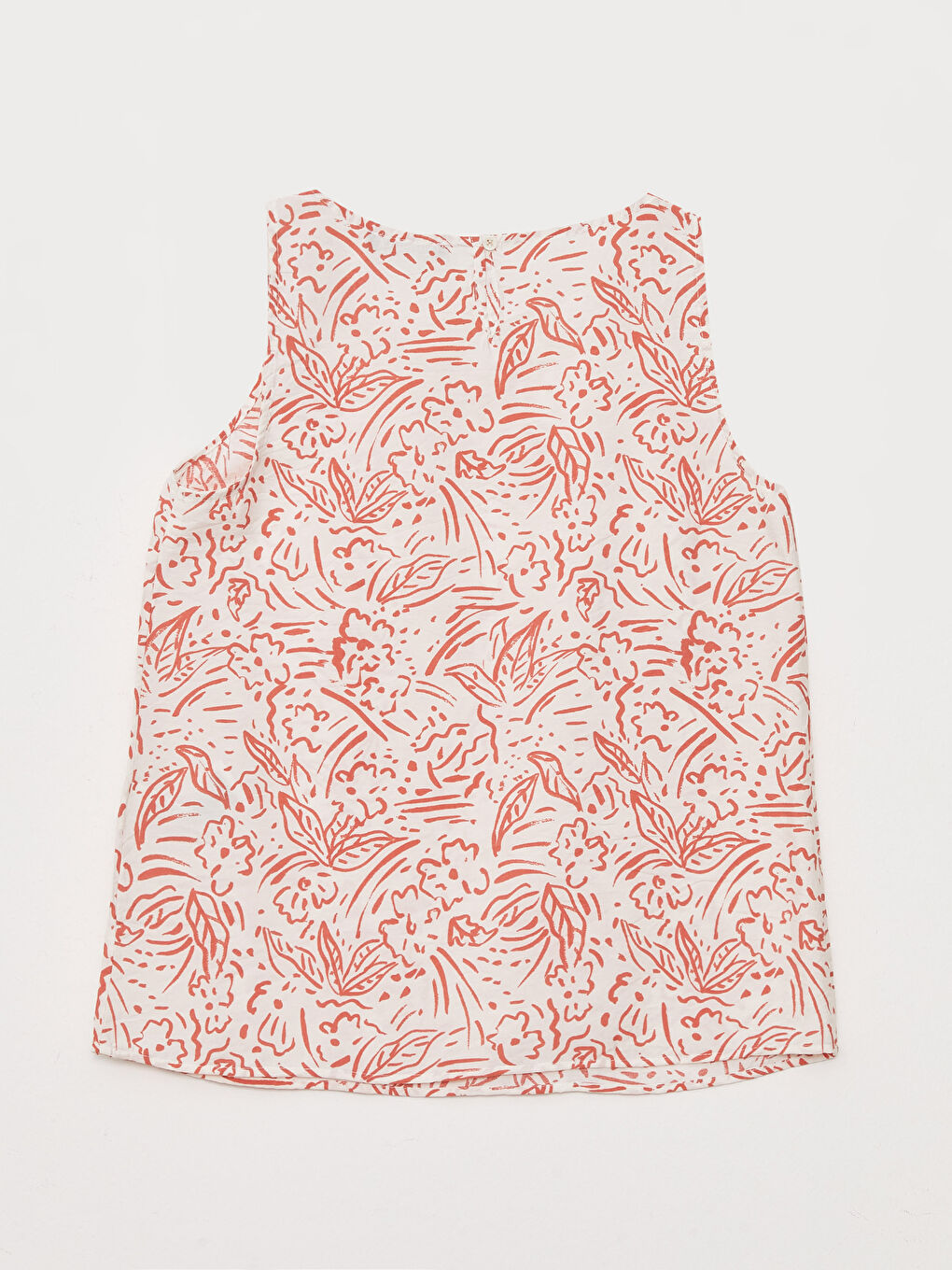 Crew Neck Strap Patterned Poplin Women's Blouse-5