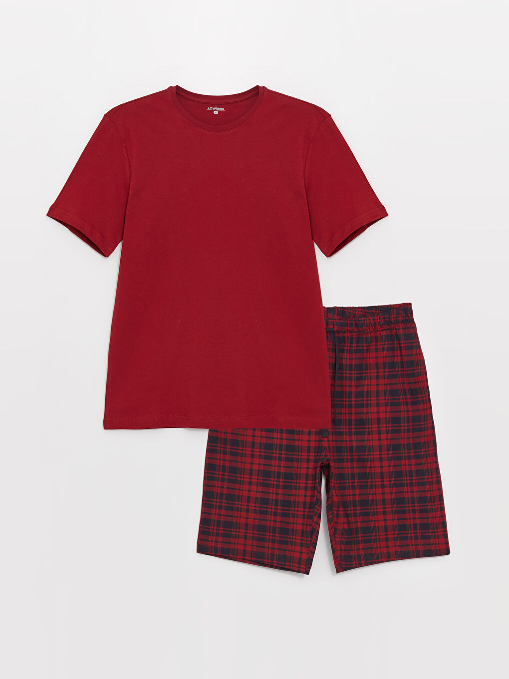 Kırmızı Standart Kalıp Erkek Şortlu Pijama Takımı-5