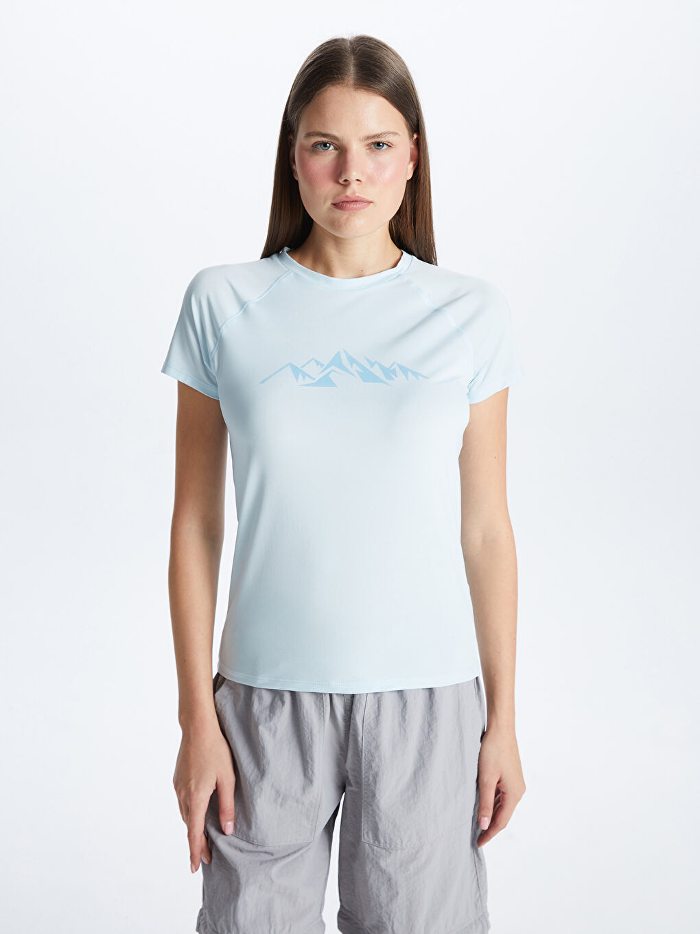 LCW OUTDOOR Women's Crew Neck Reflector Printed T-Shirt -S3BF54Z8-QXE