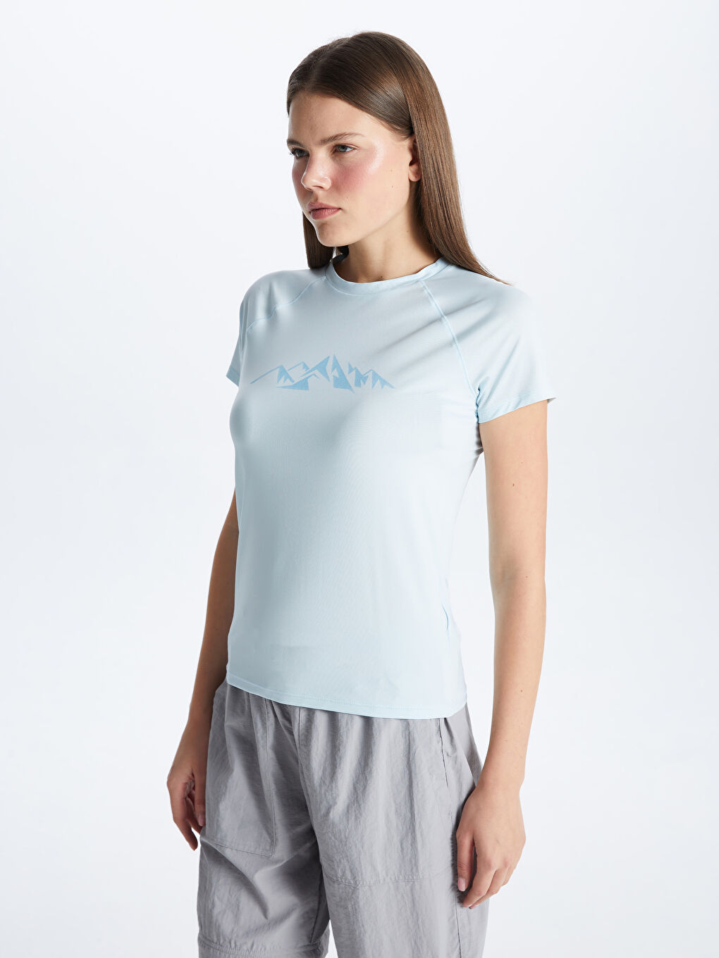 LCW OUTDOOR Women's Crew Neck Reflector Printed T-Shirt -S3BF54Z8-QXE