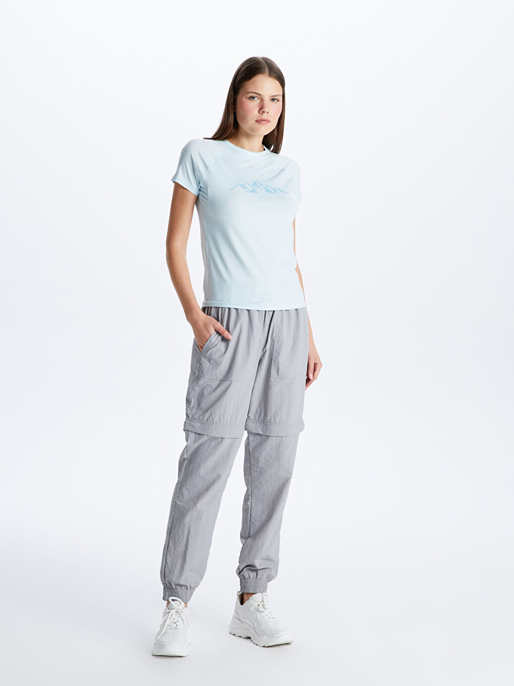 LCW OUTDOOR Women's Crew Neck Reflector Printed T-Shirt -S3BF54Z8-QXE