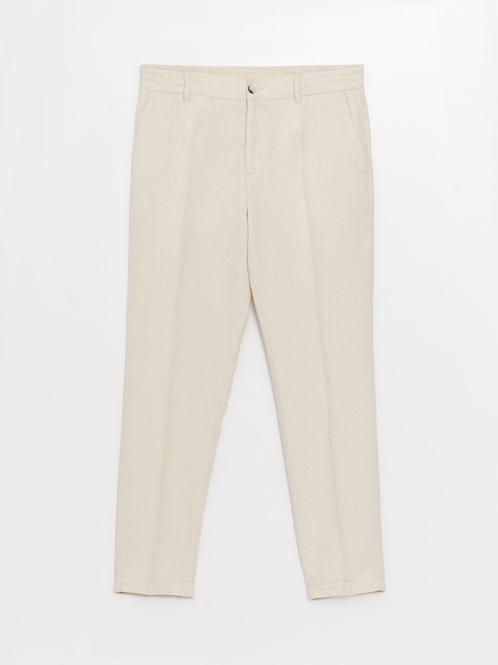 Bej Slim Fit Keten Karışımlı Erkek Pantolon-7