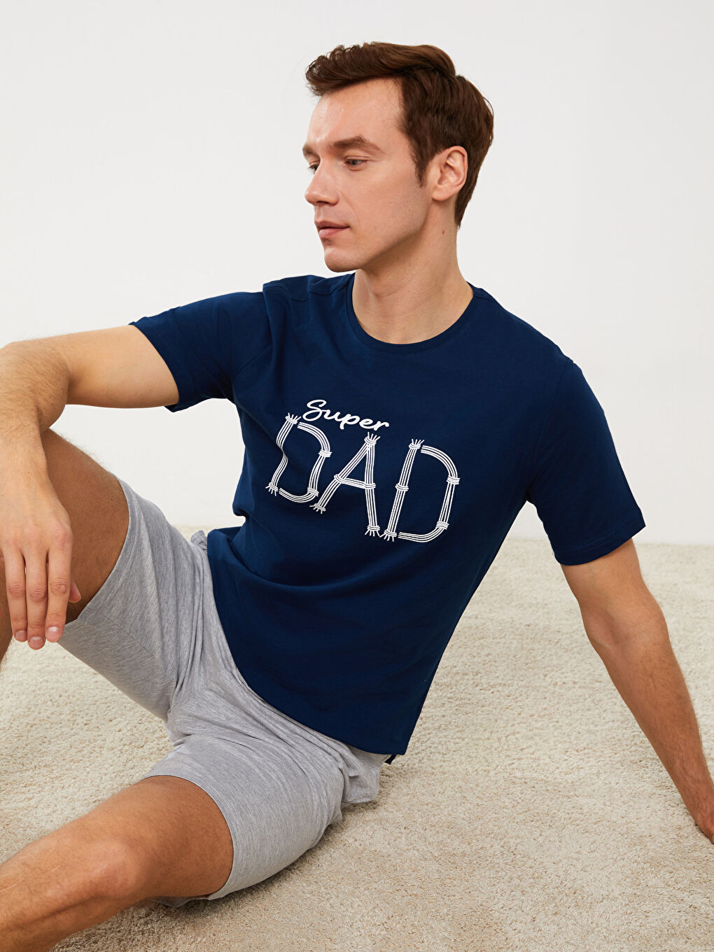 Lacivert Standart Kalıp Erkek Şortlu Pijama Takımı