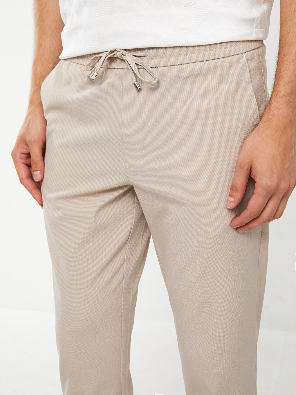 Bej Slim Fit Erkek Pantolon-1