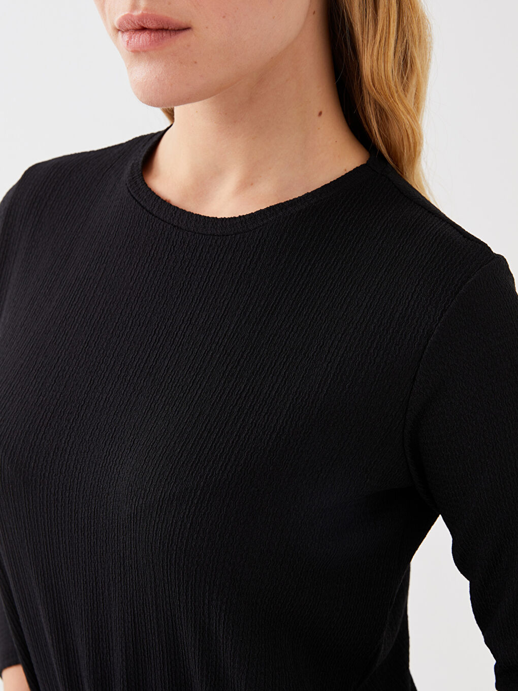 Tunique à Col Rond et Manches Longues pour Femmes-3