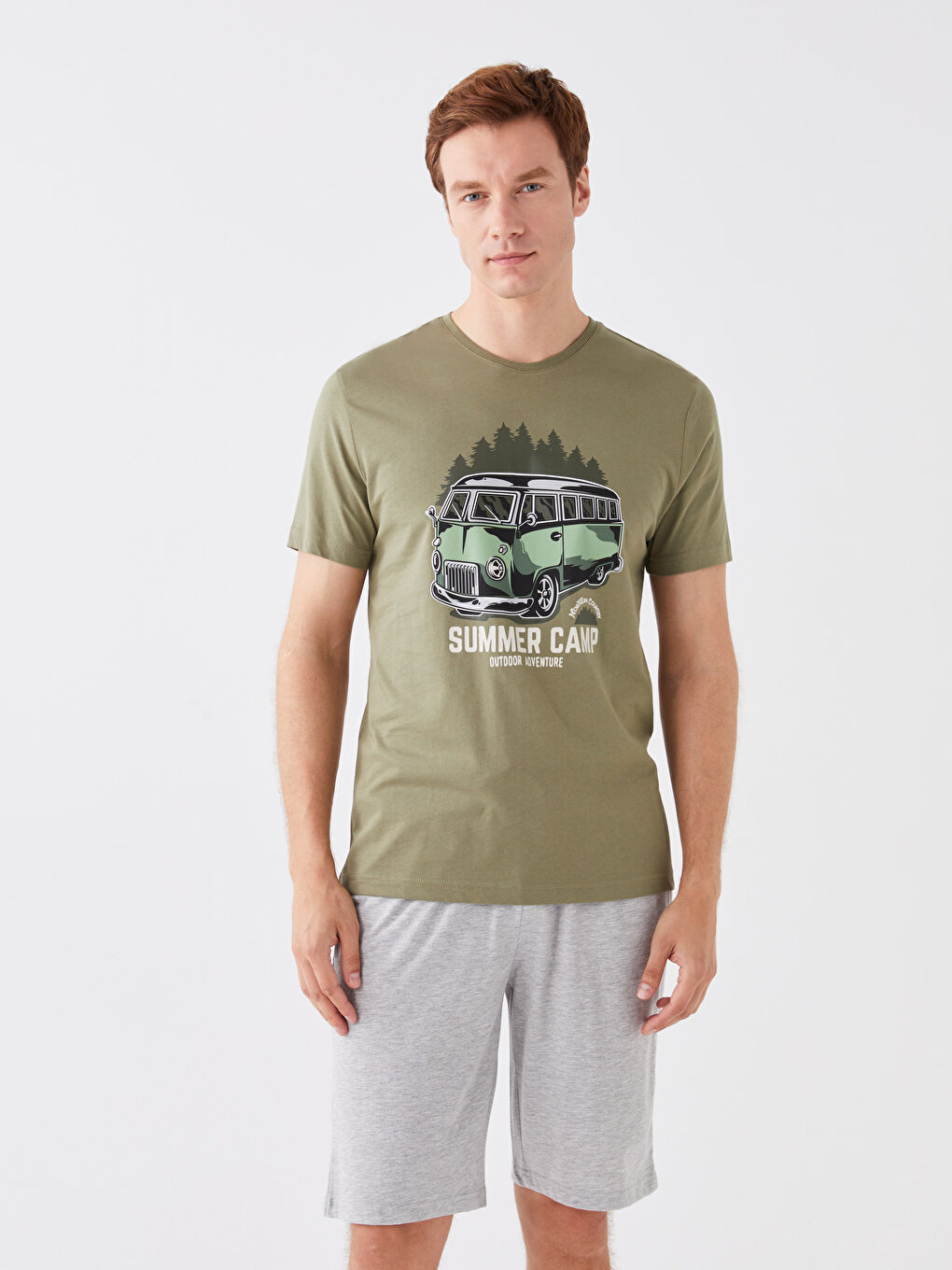 Yeşil Standart Kalıp Erkek Şortlu Pijama Takımı