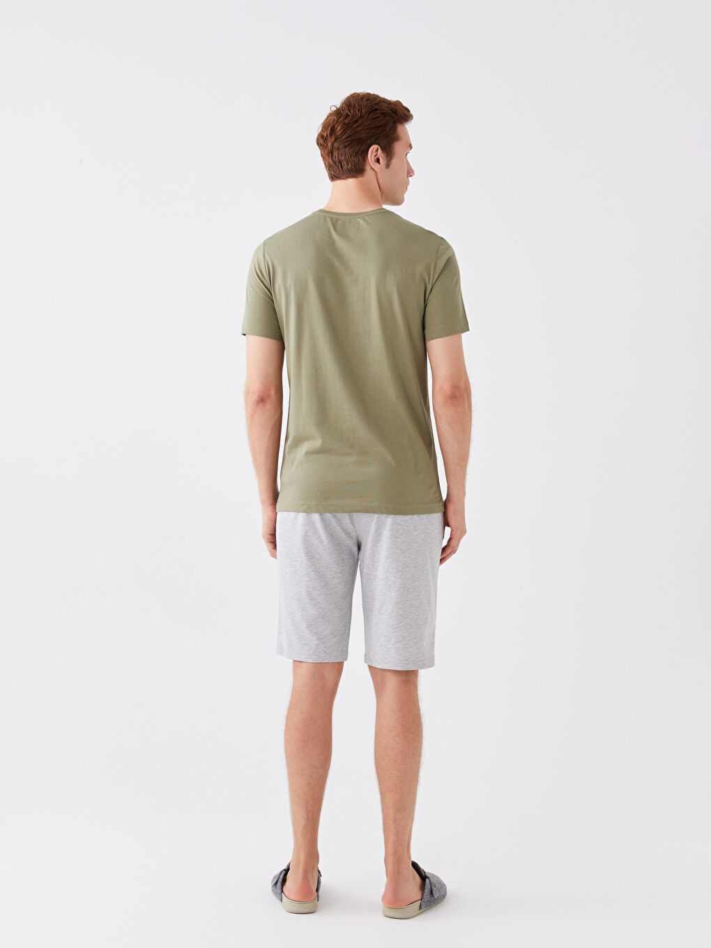 Yeşil Standart Kalıp Erkek Şortlu Pijama Takımı-3