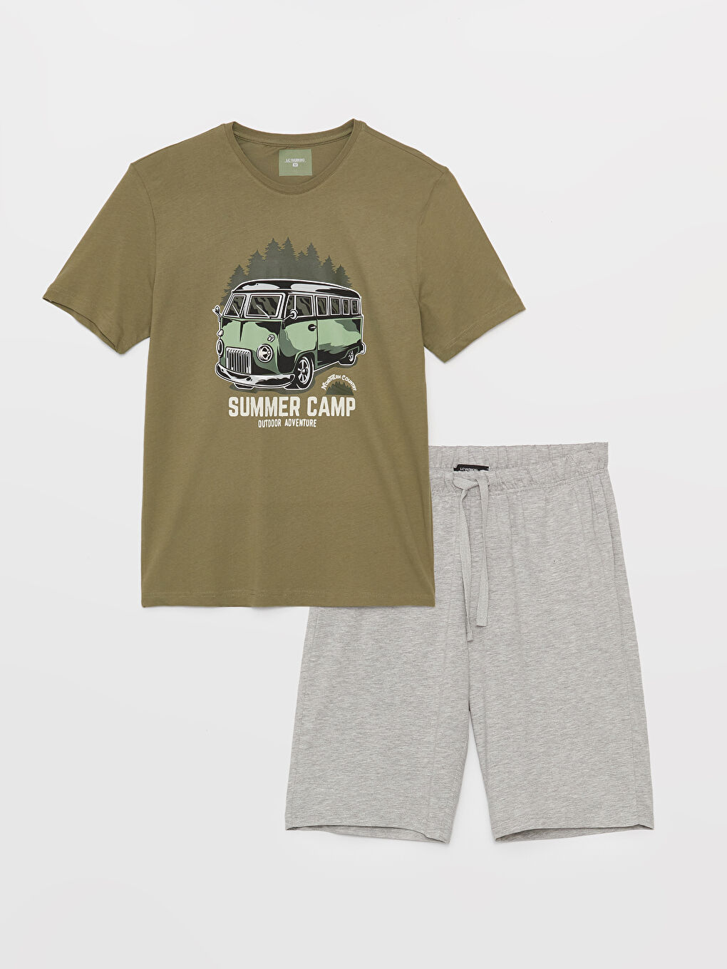 Yeşil Standart Kalıp Erkek Şortlu Pijama Takımı-4