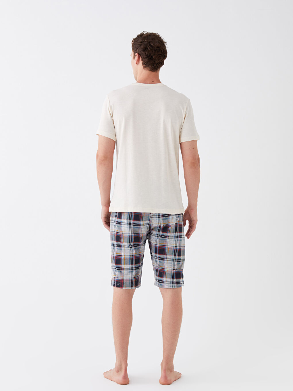 Set Pijama Cu Pantaloni Scurți Croială Standard Pentru Bărbați-4