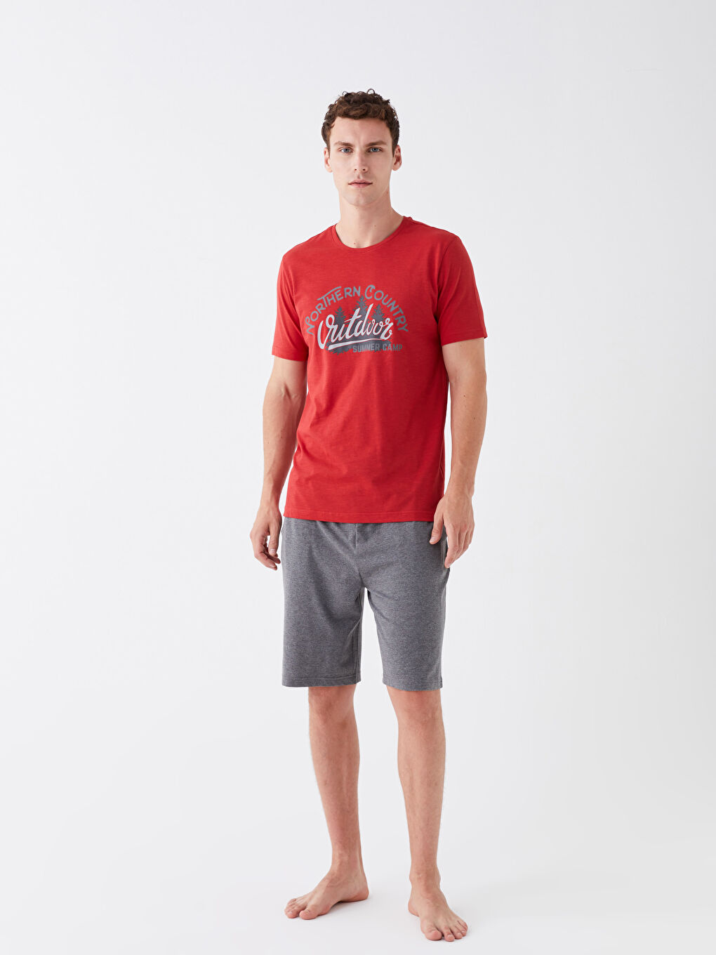 Standart Kalıp Erkek Şortlu Pijama Takımı