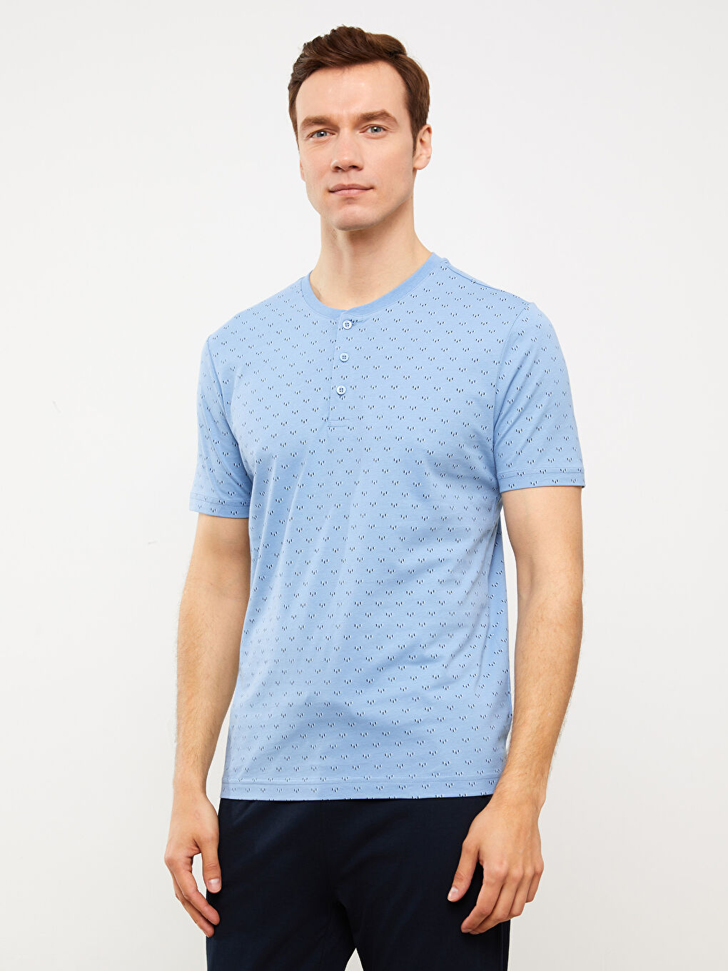 Mavi Standart Kalıp Erkek Pijama Takımı-2