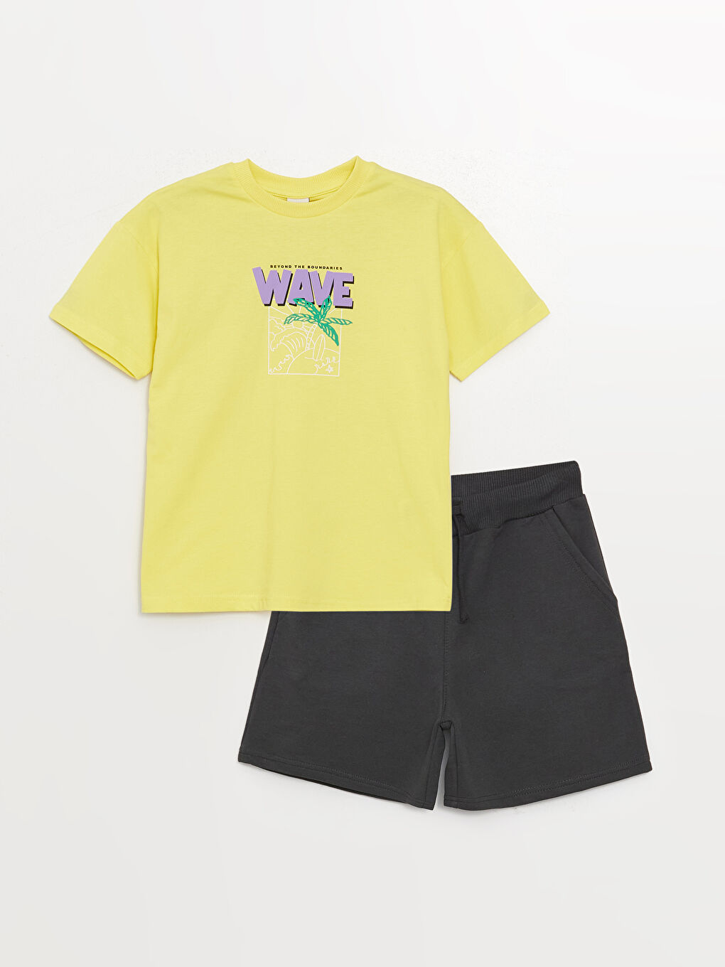 Sarı Rahat Kalıp Erkek Çocuk Tişört ve Şort
