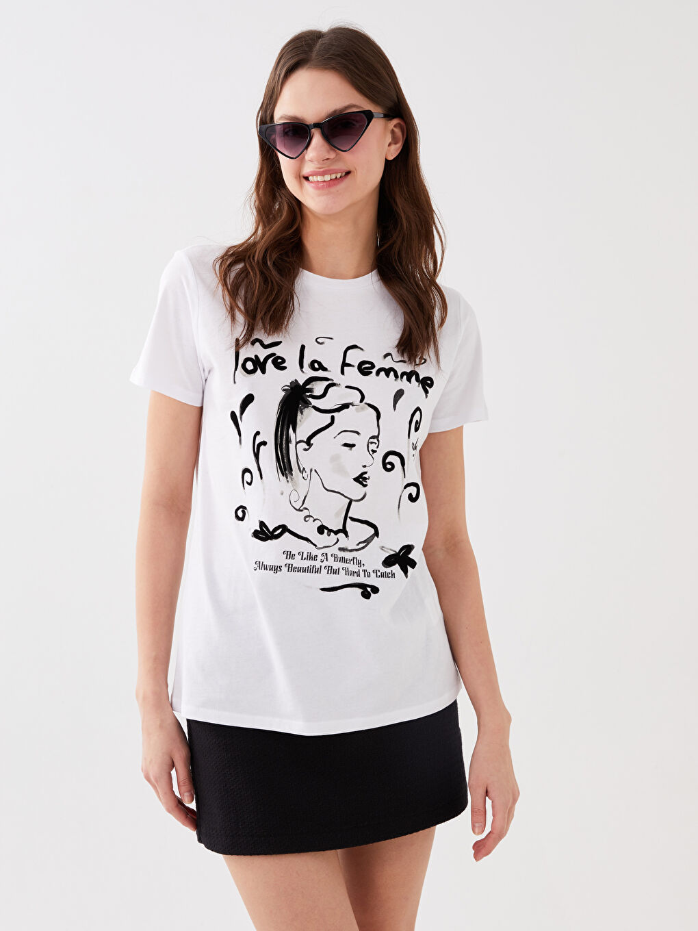 Women's Crew Neck Printed Short Sleeve T-Shirt