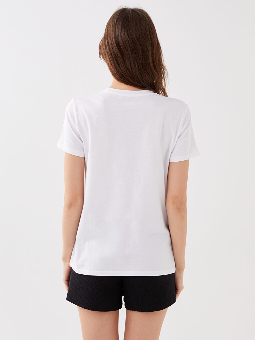 Women's Crew Neck Printed Short Sleeve T-Shirt-4