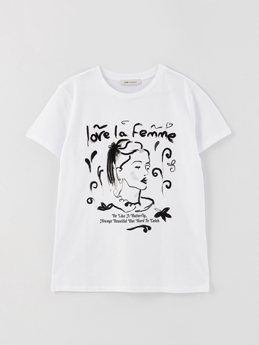Women's Crew Neck Printed Short Sleeve T-Shirt-5
