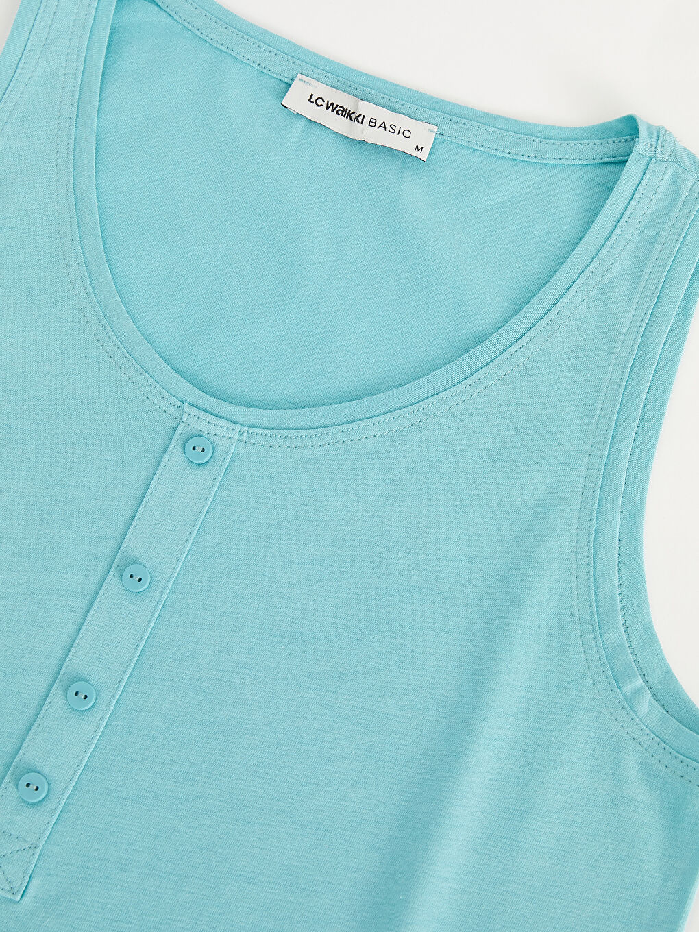 Turkuaz Kadın U Yaka Düz Atlet-6