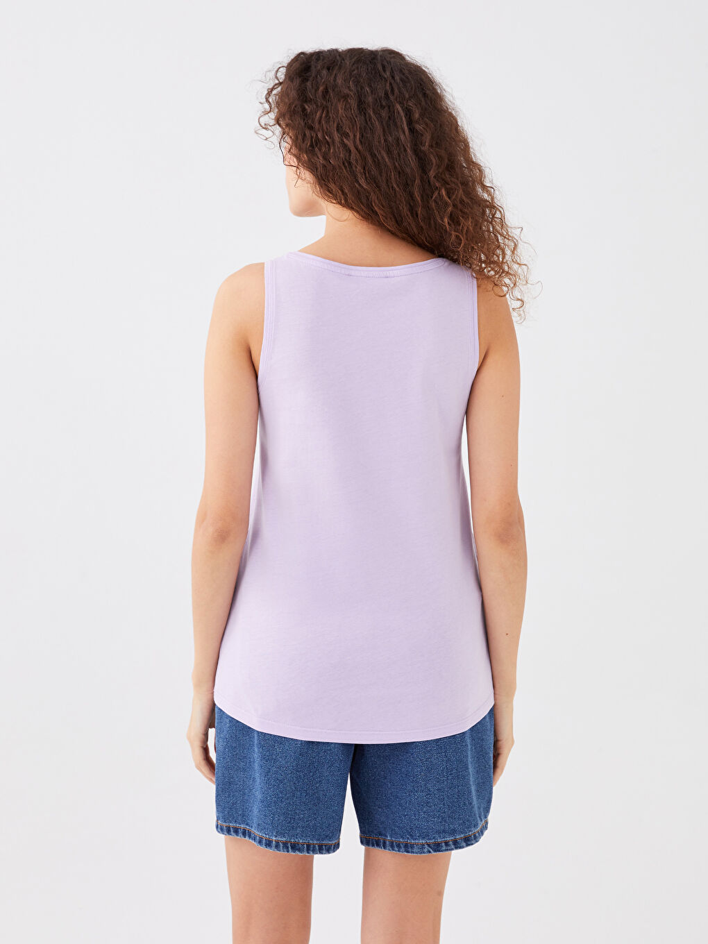 Lila Kadın U Yaka Düz Atlet-4