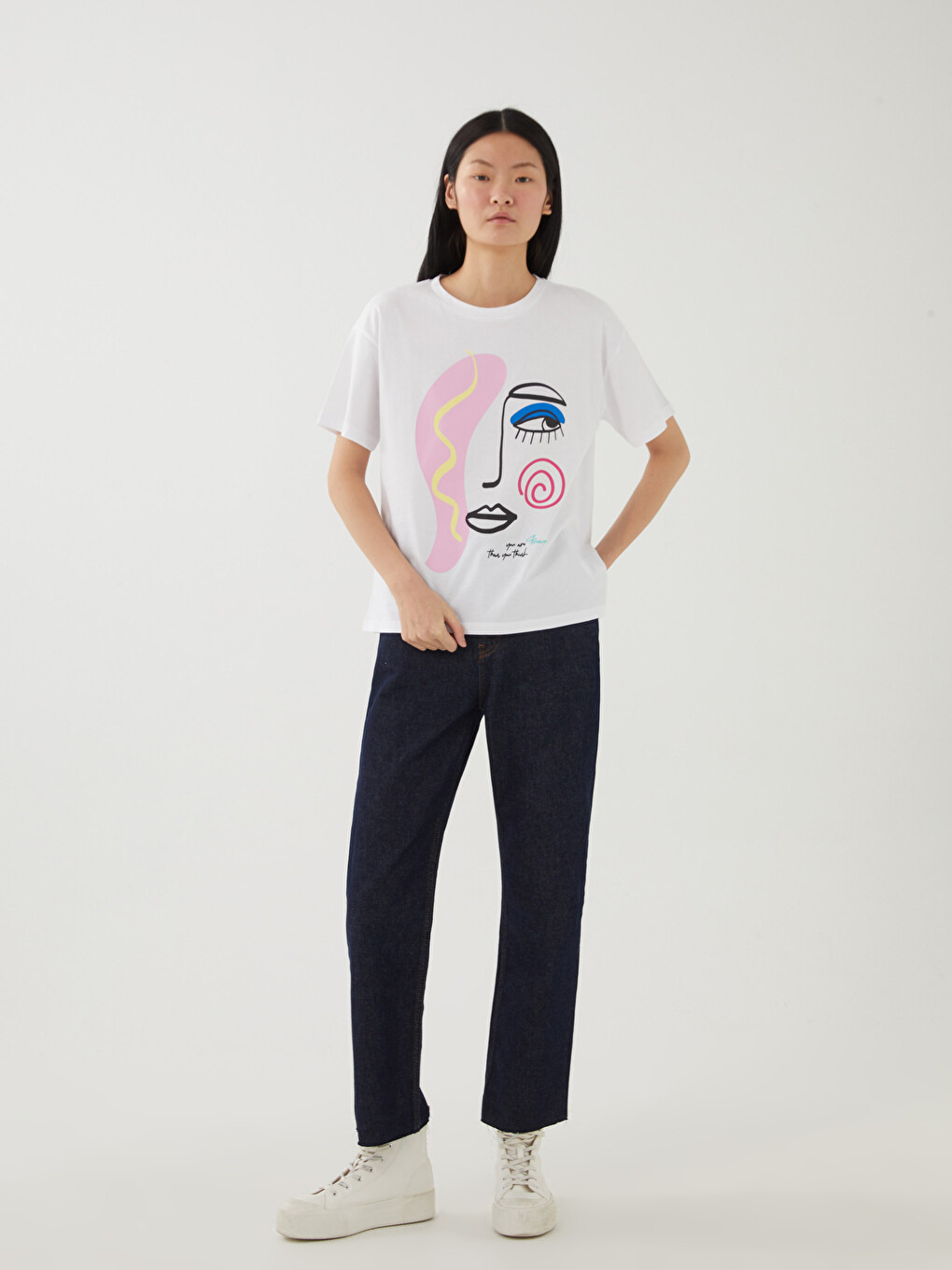Crew Neck Printed Short Sleeve Women's T-shirt-2