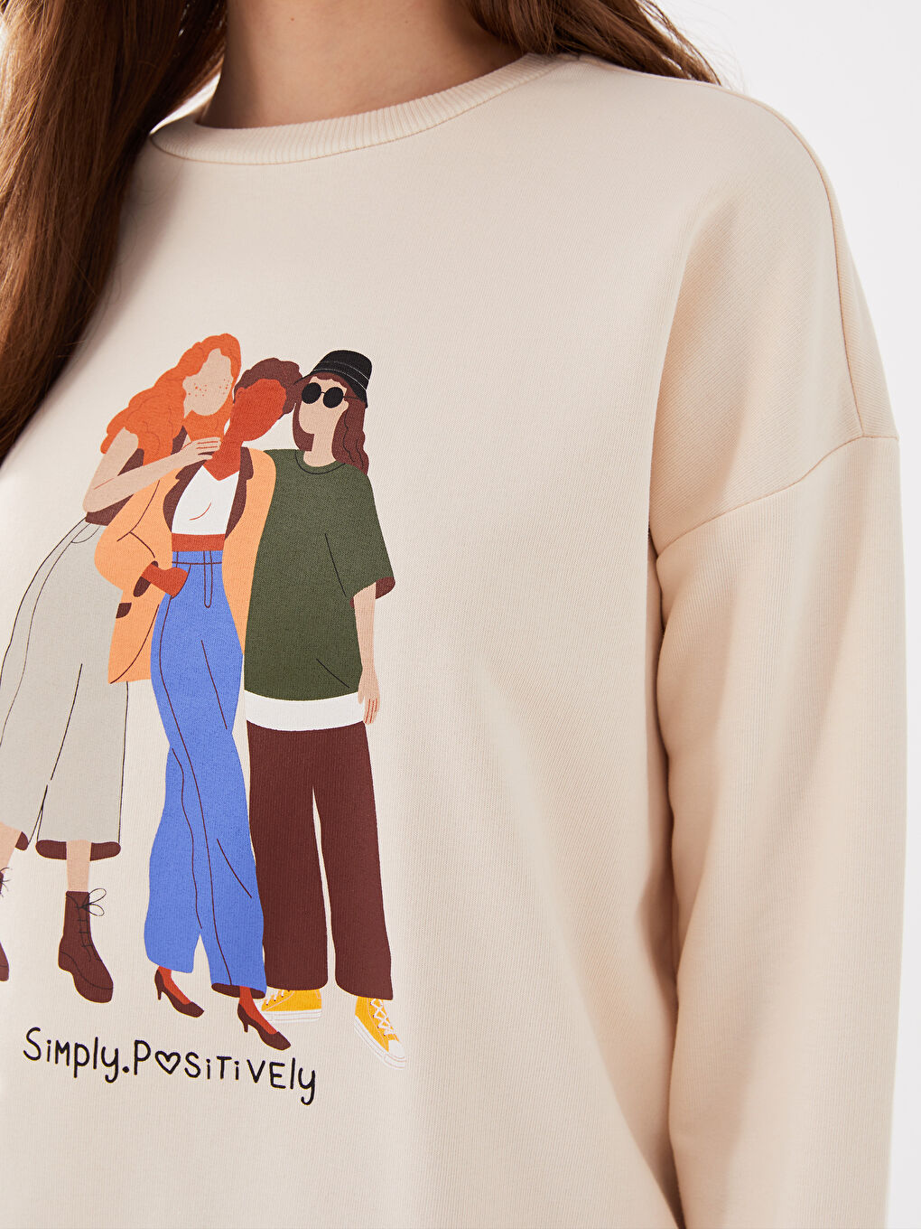 LCW Vision Crew Neck Printed Long Sleeve Women's Sweatshirt -S3BG25Z8-FF7