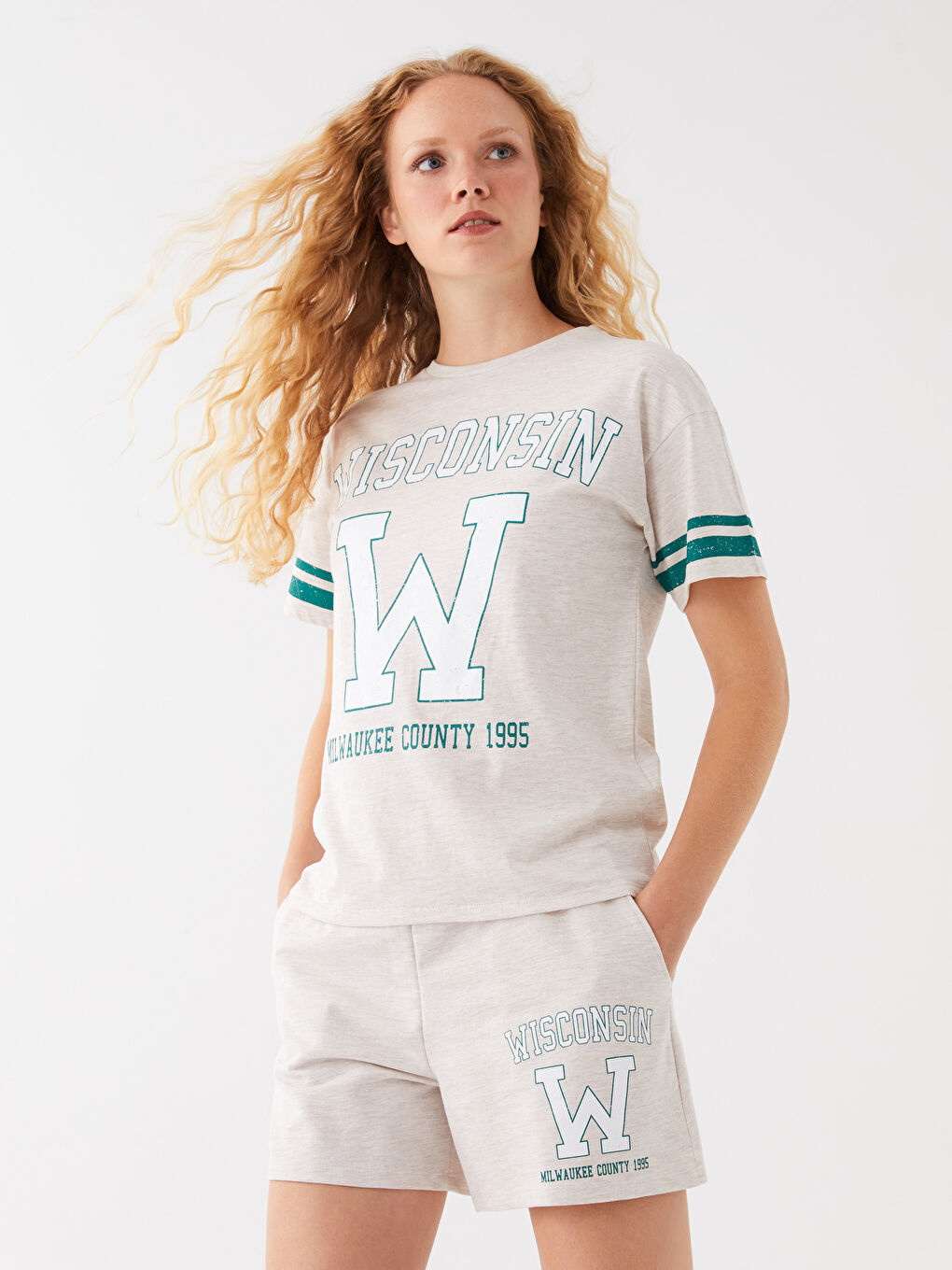 Серпімді белдік принтті әйелдерге арналған шолақ шалбар