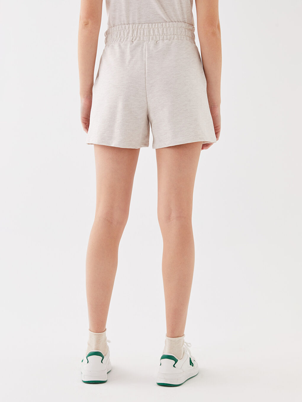 Серпімді белдік принтті әйелдерге арналған шолақ шалбар-5