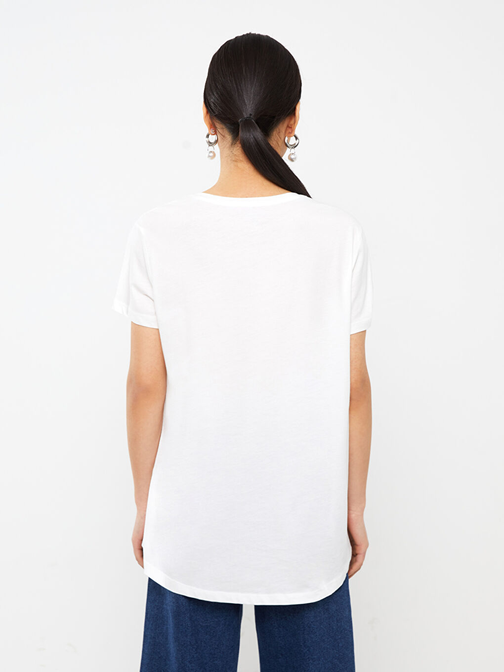 Crew Neck Plain Short Sleeve Women's T-Shirt-4