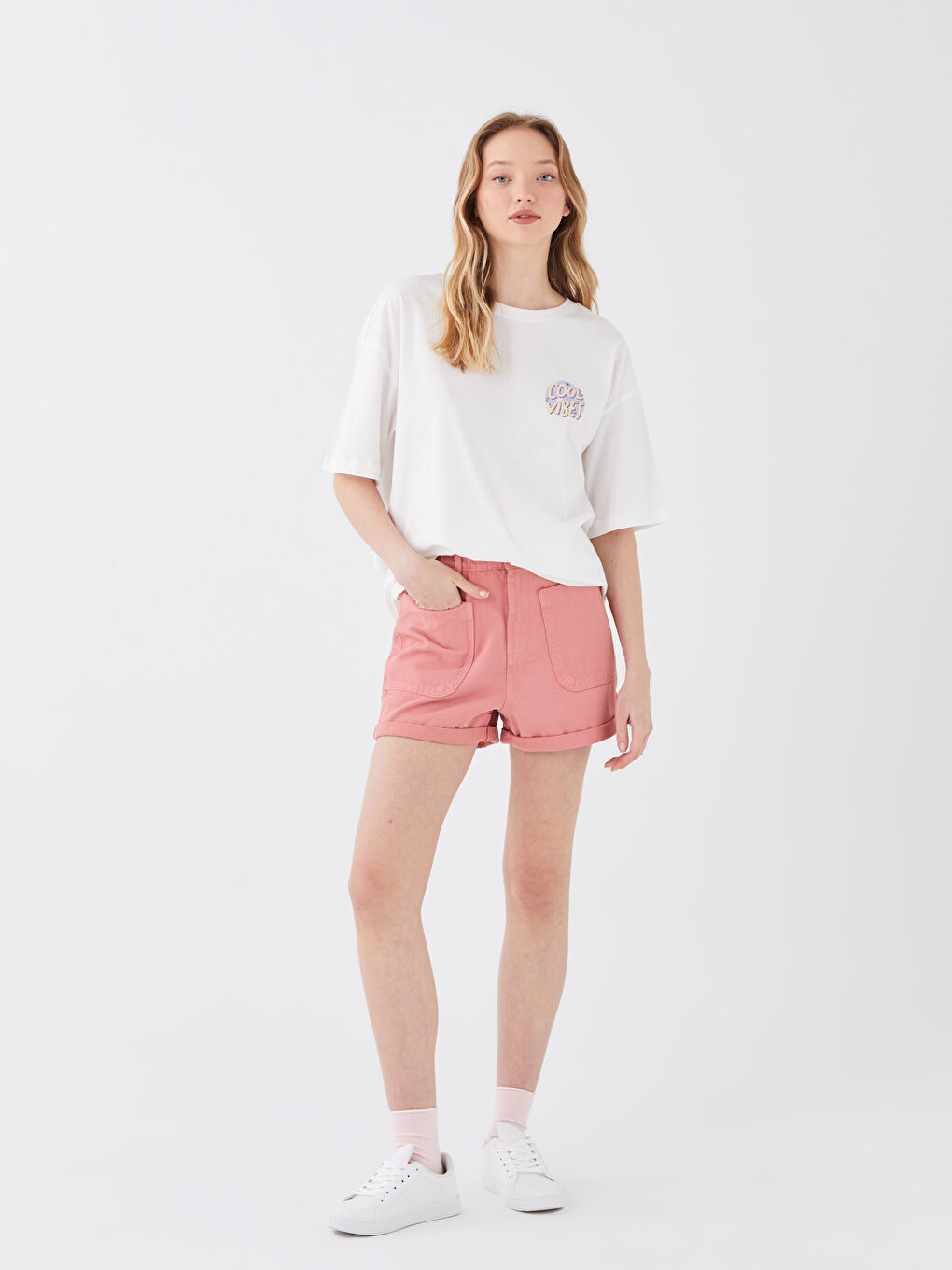 Crew Neck Printed Short Sleeve Oversize Women's T-Shirt -S3BG42Z8-R9J