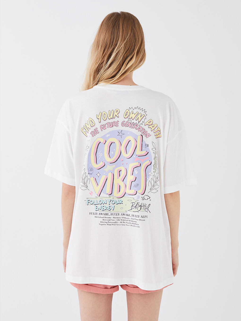Crew Neck Printed Short Sleeve Oversize Women's T-Shirt -S3BG42Z8-R9J