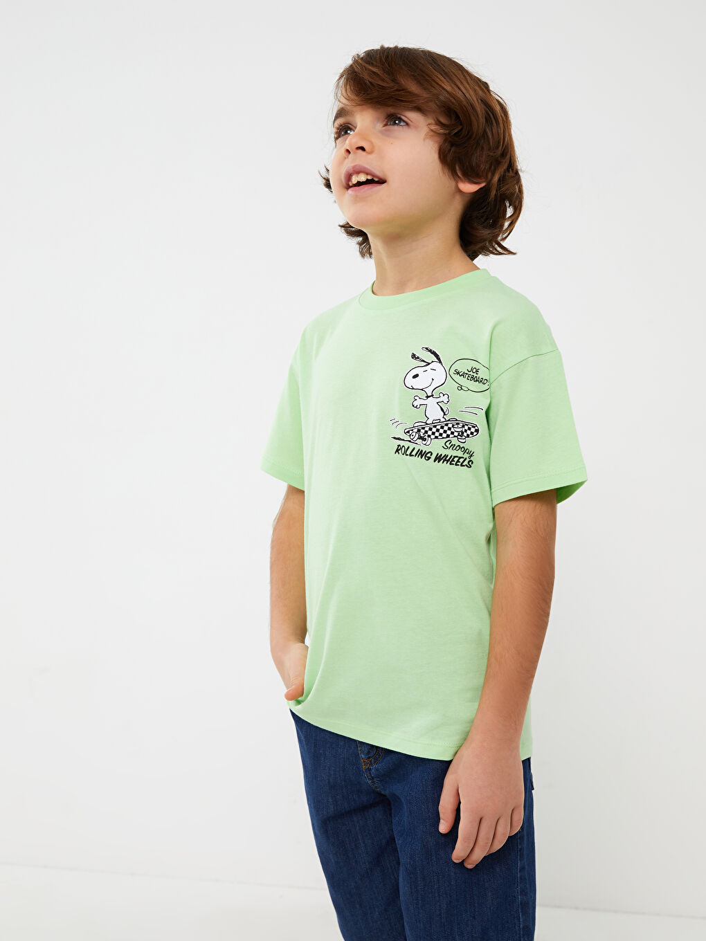 Comfortable Fit Crew Neck Snoopy Printed Boy's T-Shirt -S3BG48Z4-FUQ
