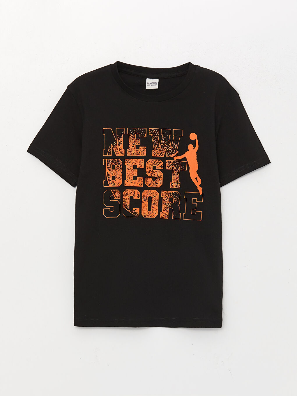 Siyah Bisiklet Yaka Baskılı Kısa Kollu Erkek Çocuk Tişört-3