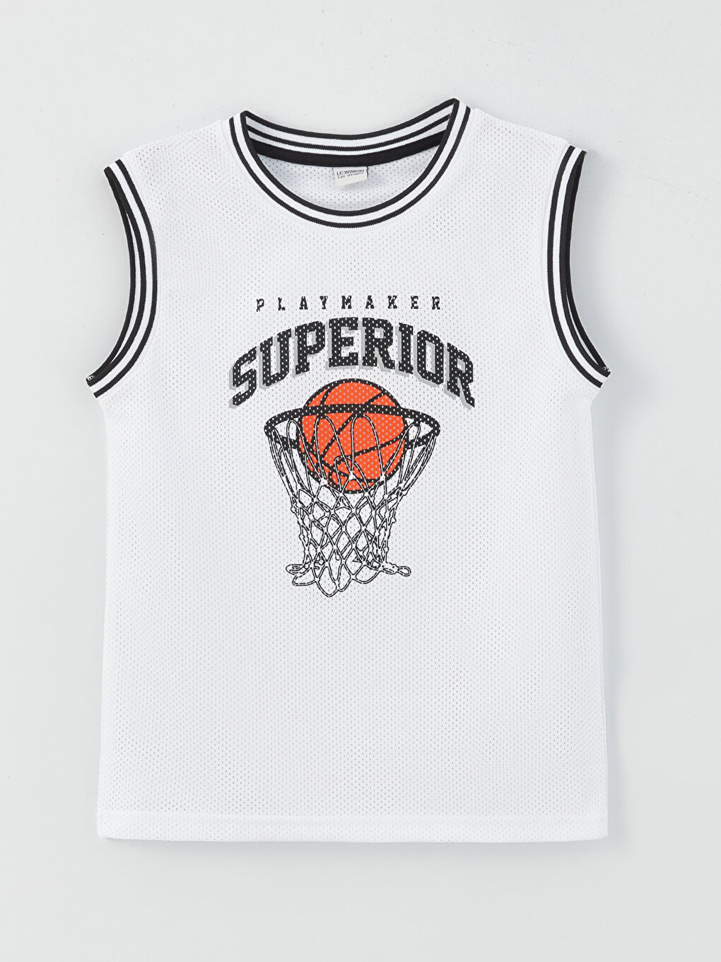 Beyaz Rahat Kalıp Bisiklet Yaka Erkek Çocuk Atlet