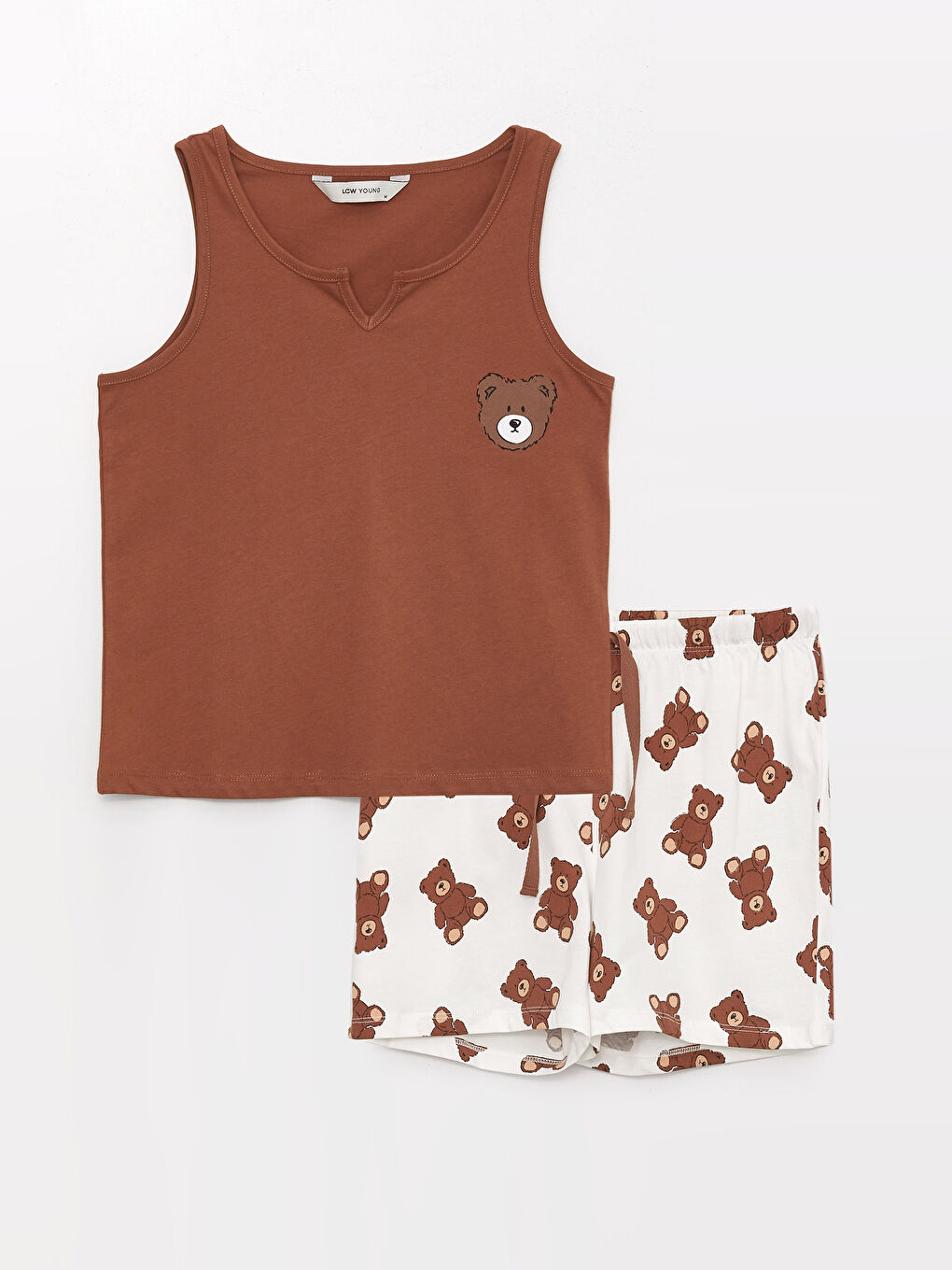 Notch Neck Printed Women's Shortie Pyjama Set-5