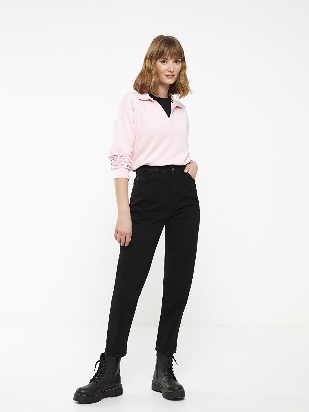 High Waist Standard Fit Pocket Detailed Women's Jean Trousers