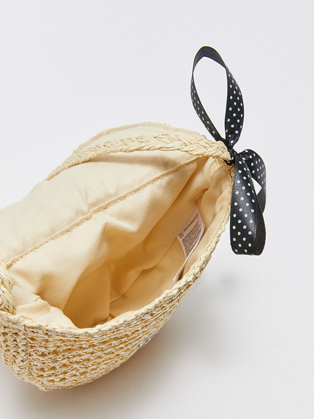 Bej 3D Aplike Detaylı Kız Çocuk Hasır Çapraz Çanta-3