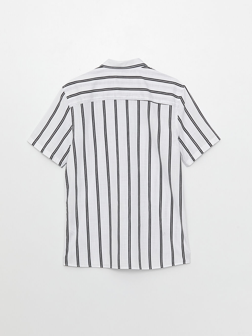Regular Fit Short Sleeve Striped Poplin Men's Shirt-6
