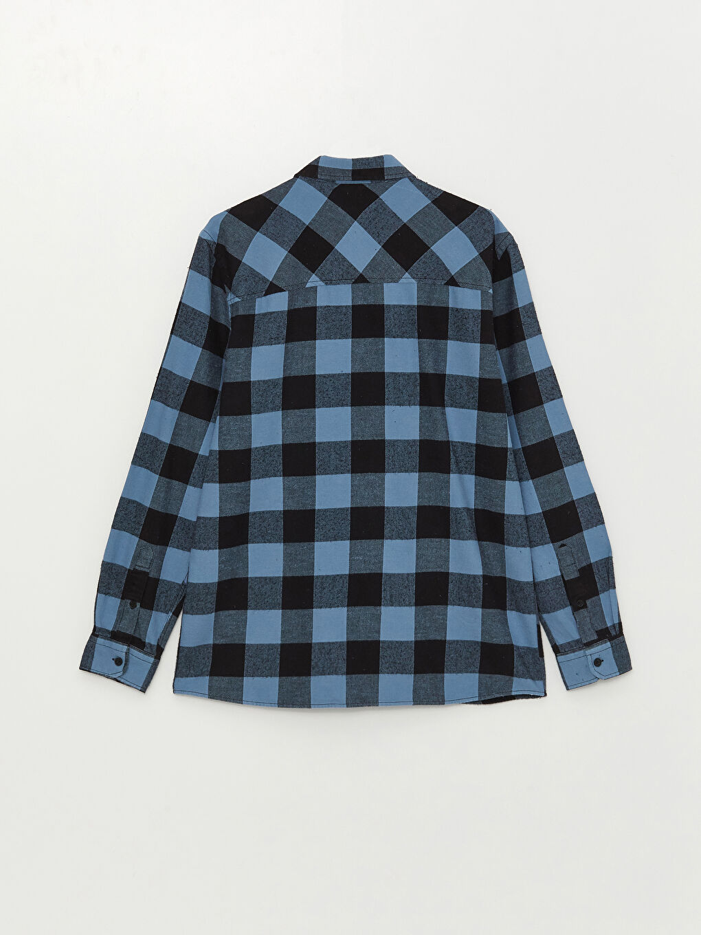 Lacivert Regular Fit Uzun Kollu Ekose Erkek Oduncu Gömlek-6