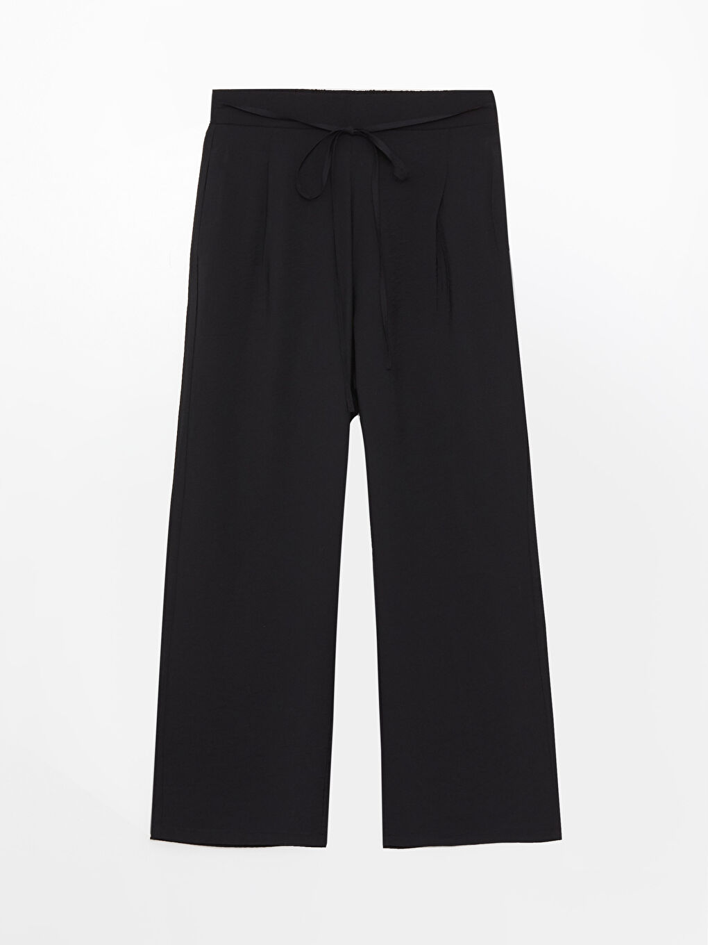 Siyah Beli Lastikli Rahat Kalıp Kadın Pantolon-5