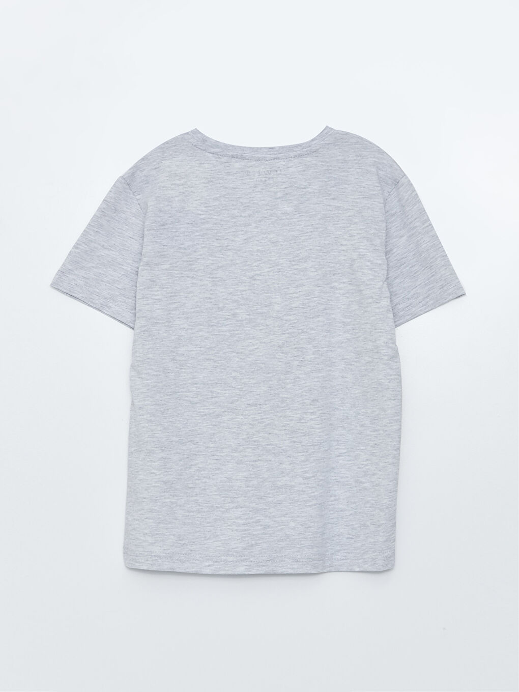 Gri Bisiklet Yaka Baskılı Kısa Kollu Erkek Çocuk Tişört-1