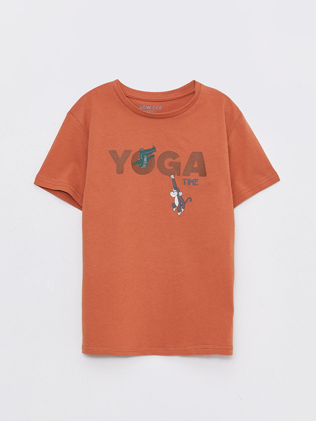 Turuncu Bisiklet Yaka Baskılı Kısa Kollu Erkek Çocuk Tişört